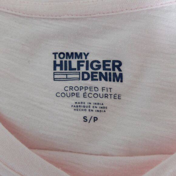 Tommy Hilfiger Denim Pink Cropped Fit Cotton Shirt Size Small - Picture 3 of 6